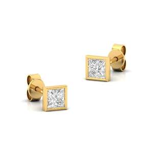 Pendientes Solitarios Blaze con Diamante Cultivado en Laboratorio CVD de Corte Princesa de 0.40ct, Chapados en Oro de 10K, Certificados por IGI, Diseño Elegante y Brillante - Product Image 2