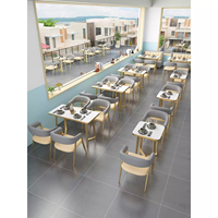 Ensemble table et chaises de café modernes pour usage commercial, avec banquette murale pour mobilier de restaurant
