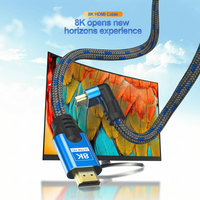 Câble HDMI 8K 2.1b 48 Gbps à angle droit de 90 degrés, ultra haute vitesse, compatible 8K60Hz 4K120Hz pour PS5, Xbox, ordinateur portable, TV