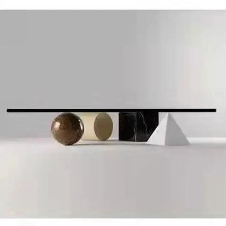 Nordische Stein würfel blockieren Möbel Travertin Basis moderne gehärtete Glas Tischplatte Marmor mit Glas Couch tisch