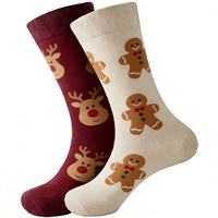 Chaussettes en coton tendance pour Noël, unisexe, homme et femme, taille unique, toutes saisons, 200N, chaussettes mi-mollet respirantes à aiguille simple