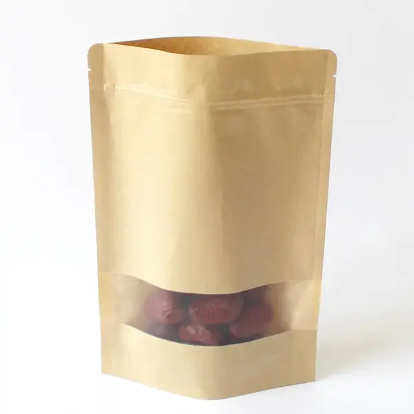 Saco de embalagem compostado ziplock, saco de papel revestido com zíper, seco, frutas, zipla, venda quente, pla 100%, capacidade de f3, casa