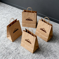 Sacs cadeaux en papier carton recyclable avec poignées, impression de logo personnalisée, écologiques, pour les fêtes et l'emballage alimentaire