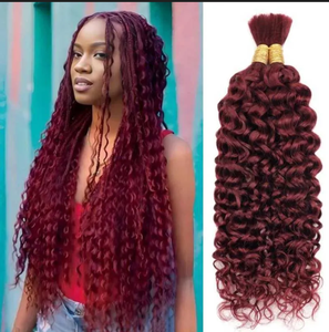 DX332 <span class=keywords><strong>capelli</strong></span> umani 100% alla rinfusa Afro crespo <span class=keywords><strong>capelli</strong></span> ricci Viatnamese per intrecciare il colore 99J bordeaux trecce all'uncinetto senza trama da 10 a 30 pollici - Product Image 5