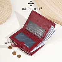 Dompet pendek Baellerry Premium berbahan kulit PU tekstur litchi dengan banyak slot kartu dan tempat koin