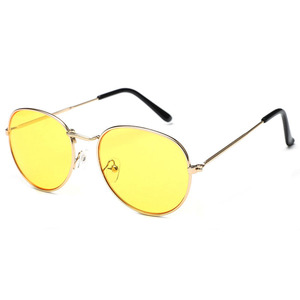 Xsy <b>Sunglasses</b> Women Men Fashion <b>Round</b> Frame Pink Lens Gold Frame Unisex Sun Protection Travel Use - Product Image 3