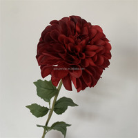 B-866 Bunga Dahlia Sutra Buatan Berkualitas Tinggi Laris Manis, Kepala Besar, Tangkai Tunggal, Merah Burgundy, Ranting Bunga Dahlia Grosir