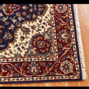 Alfombra de seda de lana suave de alta calidad, bordado azul, diseño moderno anudado a mano, algodón tejido para cocina, oración, uso doméstico - Product Image 1