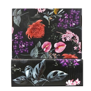 Elegant <strong>Flower</strong> Printed High Quality Corrugated Board Shipping Packaging <strong>Box</strong> Customized Prices with Embossing Matt Lamination - Product Image 2