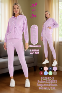 Tuta da Donna Msm con Cappuccio e Zip, Stampa Glitterata, in Spandex e Poliestere, Vestibilità Regolare, Abbigliamento Casual Autunnale, Taglie XL-3XL - Product Image 2