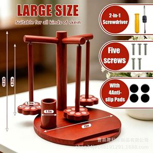 Rotating Wooden Yarn Spool Holder With Crochet <b>Hook</b> Storage Tube Hand Knitting Yarn Organizer Tool Rack Solid Wood <b>Shelf</b> - Product Image 3