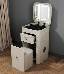 Hot Selling Smart Swivel Dresser Table With <strong>Mirror</strong> Stool Drawer Luxury Led Lights Music Wireless Charging Vanity Table <strong>Bedside</strong> - Product Image 4