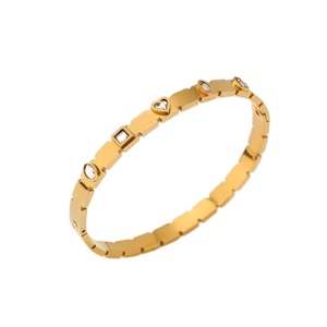 Elegante Bracciale in Acciaio Inossidabile PULSERA, Catena e Anelli alla Moda con Diamanti Quadrati Incastonati - Product Image 1