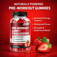 Gummies de Créatine Pré-Entraînement en Gros, Marque Privée OEM, pour Hommes et Femmes, 60 Unités, Saveur Fraise, Booste l'Énergie et la Concentration, HALAL