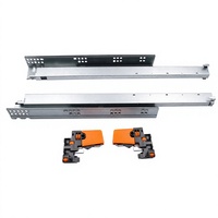Kit de glissières métalliques à deux rails avec clips de verrouillage avant orange pour meubles et armoires