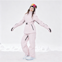 Veste de ski thermique tendance pour femme, personnalisable, avec ceinture ajustable, imperméable, pour station de ski, montagne, anorak pour femme