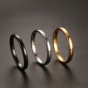 Bague en tungstène pour fille Wowem, couleur unie, mince, bombée, noir, or Rose, argent, <span class=keywords><strong>Alliance</strong></span>, tenue quotidienne, 2mm - Product Image 2