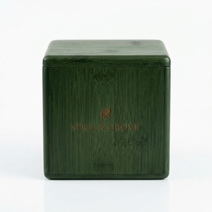 Caja <span class=keywords><strong>de</strong></span> Joyería <span class=keywords><strong>de</strong></span> Bambú Verde Bosque, Cubo <span class=keywords><strong>de</strong></span> Almacenamiento Minimalista Zen con Lámina Dorada, Logotipo Personalizado, Serie Soul & Grove - Product Image 1