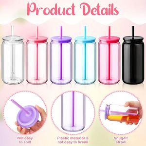 Gobelet en plastique écologique de 16 oz de haute qualité, transparent, dégradé de couleurs, style Mason, pour cola et eau, exclusivité transfrontalière - Product Image 2