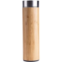 Botellas de Agua Aisladas de Acero Inoxidable de Doble Pared de 350 ml con Etiqueta Personalizada Hechas de Bambú
