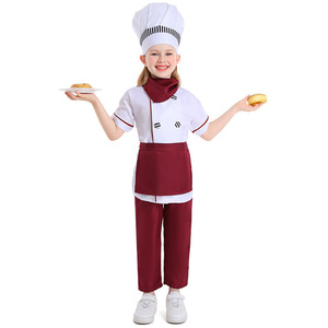 Costume de chef pâtissier occidental pour enfants, rouge vin, pour la journée des carrières des enfants - Product Image 5