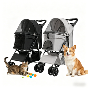 <span class=keywords><strong>Poussette</strong></span> <span class=keywords><strong>pour</strong></span> <span class=keywords><strong>petit</strong></span> <span class=keywords><strong>chien</strong></span> de haute qualité à 4 roues, pliable et portable de luxe, tissu confortable et panier de rangement amovible et réglable - Product Image 3