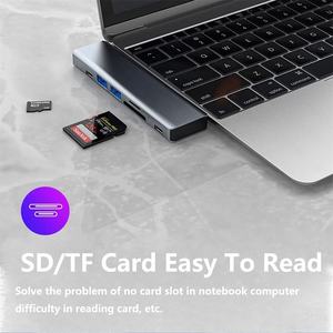 Base de Conexión para Portátil 7 en 1, Hub USB Tipo C <span class=keywords><strong>Dual</strong></span>, USB-C, USB 3.0, 2.0, SD, TF, Adaptador Multipuerto con <span class=keywords><strong>HDMI</strong></span> - Product Image 6