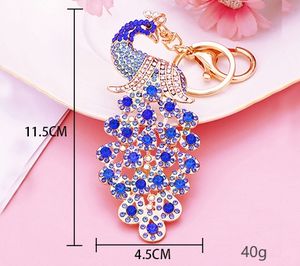 Mode luxe bling strass paon porte-clés animal porte-clés paon porte-clés femmes sac breloque accessoires paon porte-clés - Product Image 6