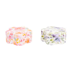 กล่องดีบุกทรงดอกไม้ลายสีน้ำสี่ฤดู ลดราคาพิเศษ สำหรับใส่ขนม ชา ช็อกโกแลต - Product Image 2