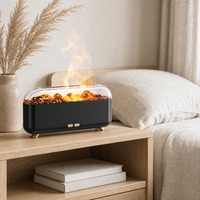Diffuseur d'arômes Flamme 300ml, Lumière de Nuit Ambiante Réaliste à 7 Couleurs, Humidificateur d'Huiles Essentielles USB pour Maison et Bureau