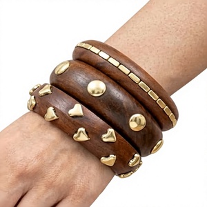 Pulseras de Madera con Baño de Oro, Diseño Clásico, Hechas a Mano, Elegantes, Unisex, Conjuntos de Joyería Únicos para Fiestas, para Mujer - Product Image 2