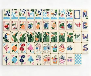 Ensemble de cartes de mahjong en acrylique moderne de luxe, personnalisé, blanc, 160 cartes, écologique, American Sunny Summer Girl - Product Image 3