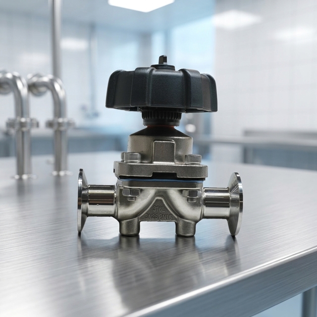Sanitary Diaphragm Valve 316L Stainless Steel Tri Clamp Manual Handwheel Aseptic Membrane Valve for Pharmaceutical Food Dairy