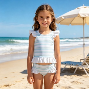 ชุดว่ายน้ำเด็กผู้หญิงลายทาง แขนบาน รุ่น S0652RTS สำหรับเด็กผู้หญิงขยันกระฉับกระเฉง ขายส่ง - Product Image 1