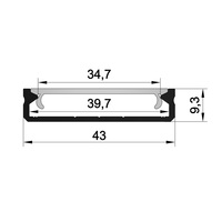 Canal profilé en aluminium de forme carrée avec conception personnalisée LED en aluminium avec excellente dissipation thermique 43*9.3mm