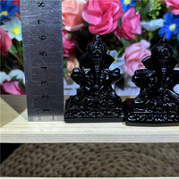 Cristal naturel artisanat sculptures noir obsidienne Ganesha pour cadeau décoration de la maison guérison