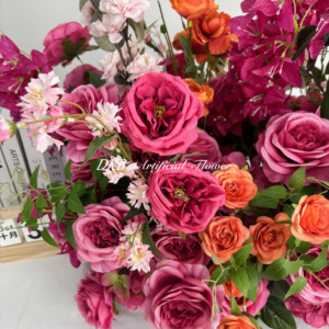 ผ้าคาดผมลายดอกไม้สีชมพูร้อนผสมสีส้มเขตร้อนสำหรับตกแต่งทางเดินในงานแต่งงานงานตามสั่ง - Product Image 3