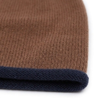 Bonnet élégant bicolore à revers – Chapeau d'hiver en tricot marron, 15 % laine mélangée, bonnet ajusté unisexe, accessoire de voyage décontracté et streetwear