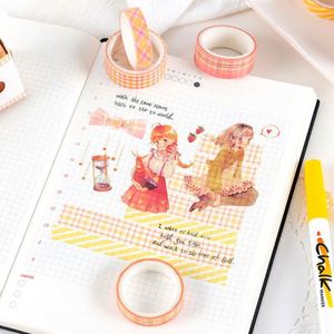 Juego de Cintas Decorativas Washi de Papel con Diseños Modernos y Personalizables - Cuadros/Rayas, 1cm/1.5cm de Ancho, 3m de Largo, para Diario - Product Image 4