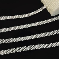 Chaîne de perles blanches argentées dorées Ruban DIY Vêtements Costume Artisanat Décoration Colle sur textile Couture Semi-rond Perle Dentelle Garniture