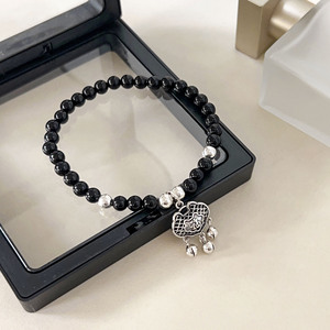 Bracelet en argent sterling S925 avec motif Fu pour femme, bijoux perlés élastiques à porter au quotidien - Product Image 4