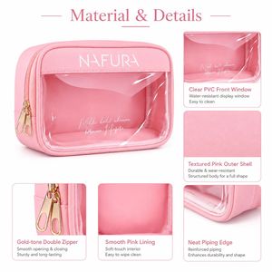 Bolsa de Cosméticos de PVC Transparente con Logotipo Personalizado, Neceser de Viaje Impermeable, Organizador de Maquillaje, Bolsa Rosa, Proveedor Mayorista OEM ODM - Product Image 5