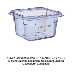 Recipiente para alimentos ABS GN 1/6, 17.6 × 16.2 × 10 h cm, 1.25 L, sin tapa, -40/+80 ° C Araven - Product Image 2