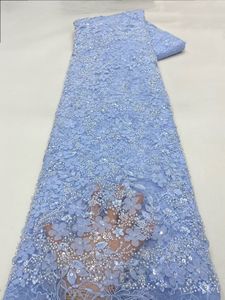 NI.AI New Style Elegant 3D Flower Net <strong>Lace</strong> Sequin <strong>Fabric</strong> Short Beaded <strong>Lace</strong> <strong>Fabric</strong> Sequin Beaded <strong>Fabric</strong> With Pearls - Product Image 4