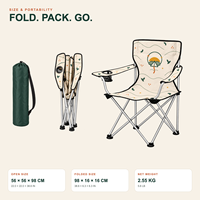 Chaise d'extérieur robuste pliable avec accoudoirs, porte-gobelet et motif logo personnalisé pour le camping familial (vente en gros)