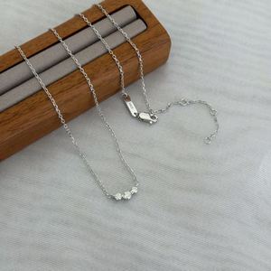Dylam Stylish Tarnish Free Fade Free 925 Sterling Silver Link Chain <b>D</b> VVS1 Moissanite Three Stones Pendant <b>Necklaces</b> for Women - Product Image 6