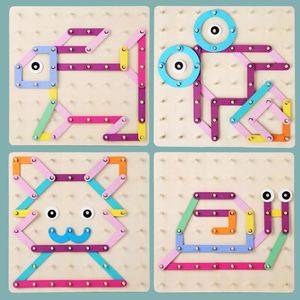 2 in 1 Double-Sided Pattern Cards Wooden Geoboard Letter Number Construction <b>Puzzle</b> Board - Product Image 5