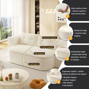 Modern 2-in-1 Foldable <b>Sofa</b> 2 Soft Pillows Comfortable Corduroy <b>Floor</b> Folding <b>Sofa</b> Bed for Living Room, Bedroom - Product Image 5