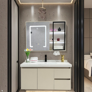 Hiện đại sang trọng đầy đủ phòng tắm Vanity Combo Chất lượng cao không thấm nước ván ép treo tường lưu trữ tủ Led Gương gốm lưu vực - Product Image 5