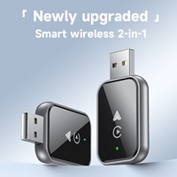 Adaptateur sans fil 2-en-1 CarPlay et Android Auto, adaptateur de connexion automatique à faible latence adapté à tous les modèles de voitures.